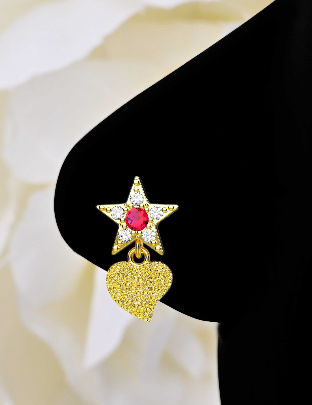 Gold dangle nose stud