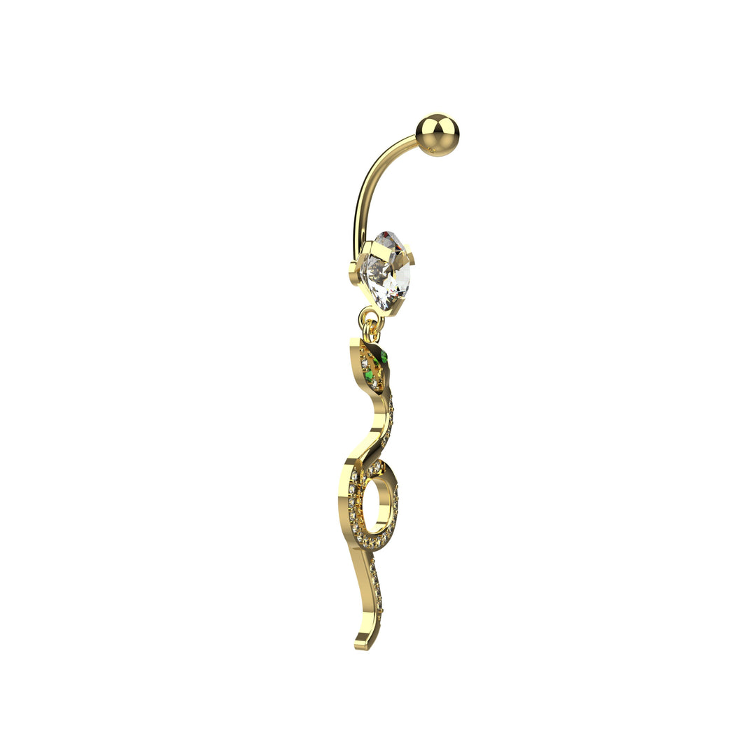Bold navel ring – snake charm belly piercing