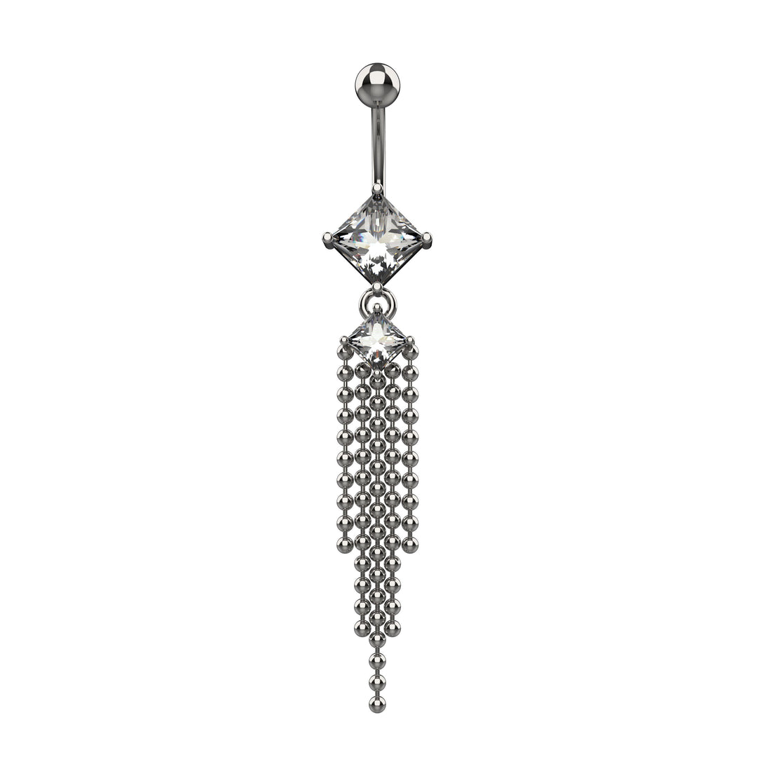 Feminine belly ring with chain – stylish combo