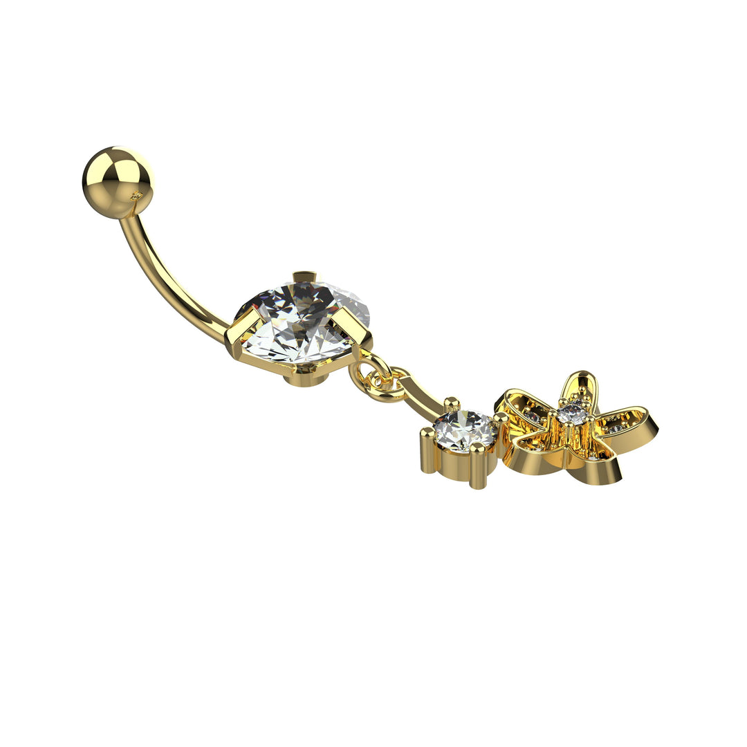 Gold floating navel ring – sleek gold belly rings jewelry