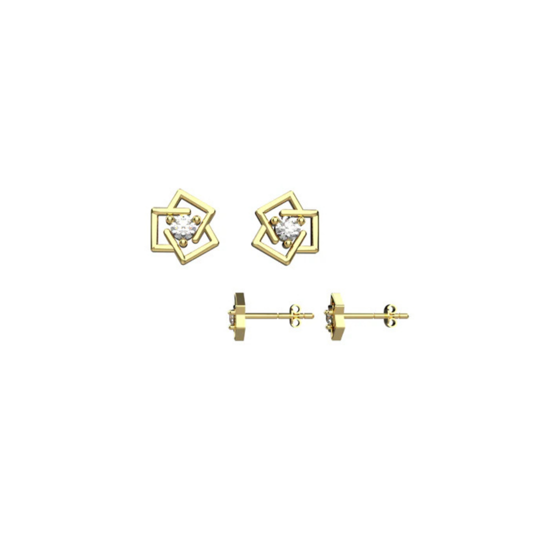 Gold tiny diamond flower studs – dainty floral earrings