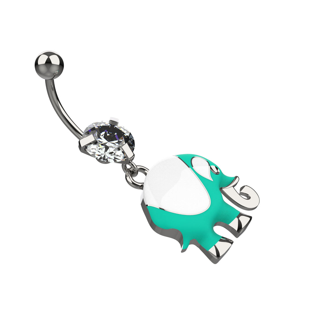 Animal belly ring – gold elephant charm for navel piercing