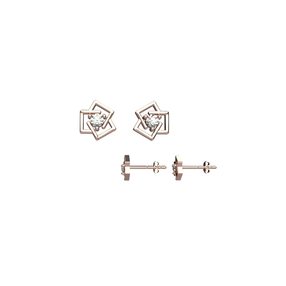 Tiny diamond flower earrings – delicate gold studs