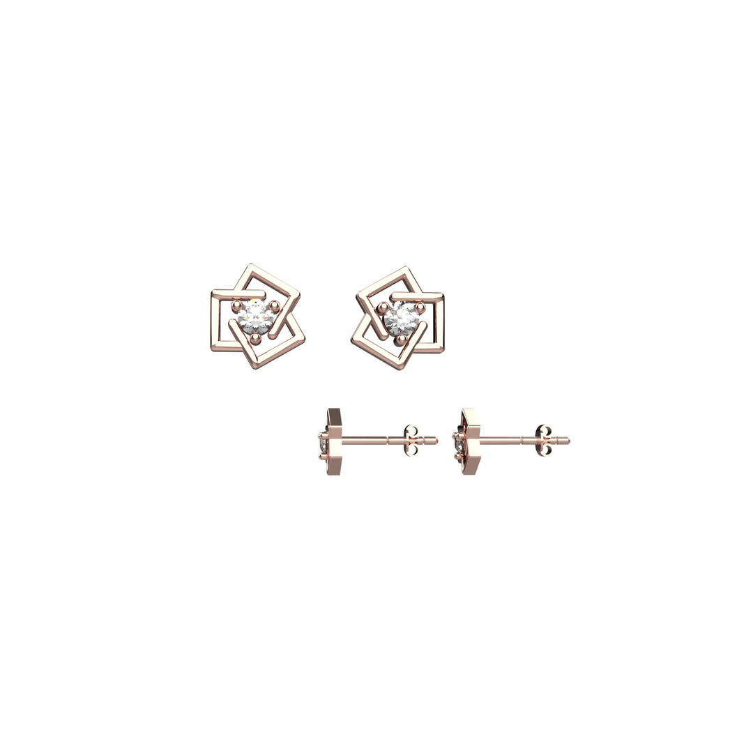 Tiny diamond flower earrings – delicate gold studs