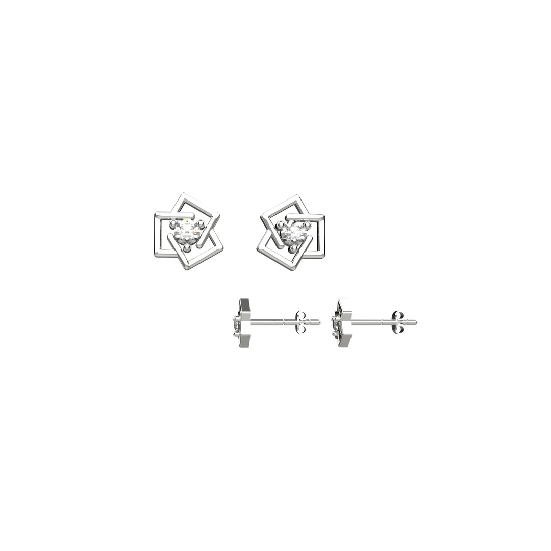 Gold flower stud earrings – minimalist diamond jewelry