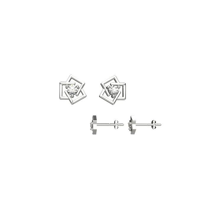 Gold flower stud earrings – minimalist diamond jewelry