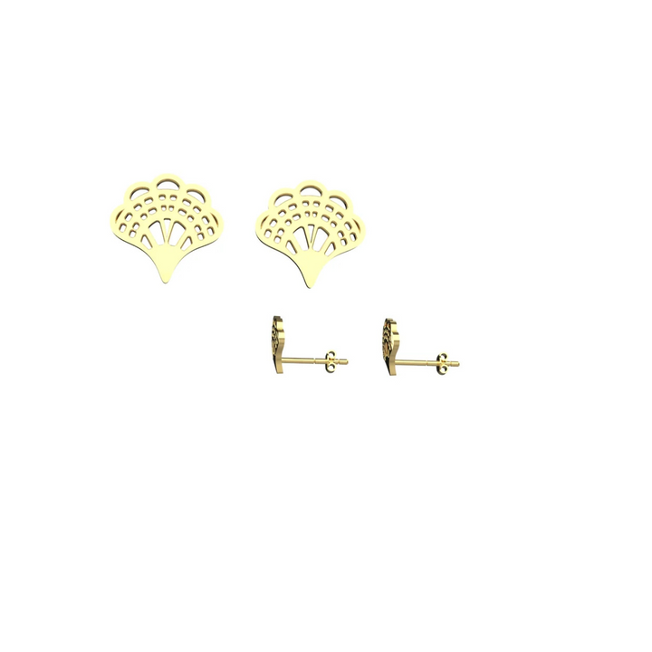 Dainty seashell stud earrings – 14k gold plated beach jewelry