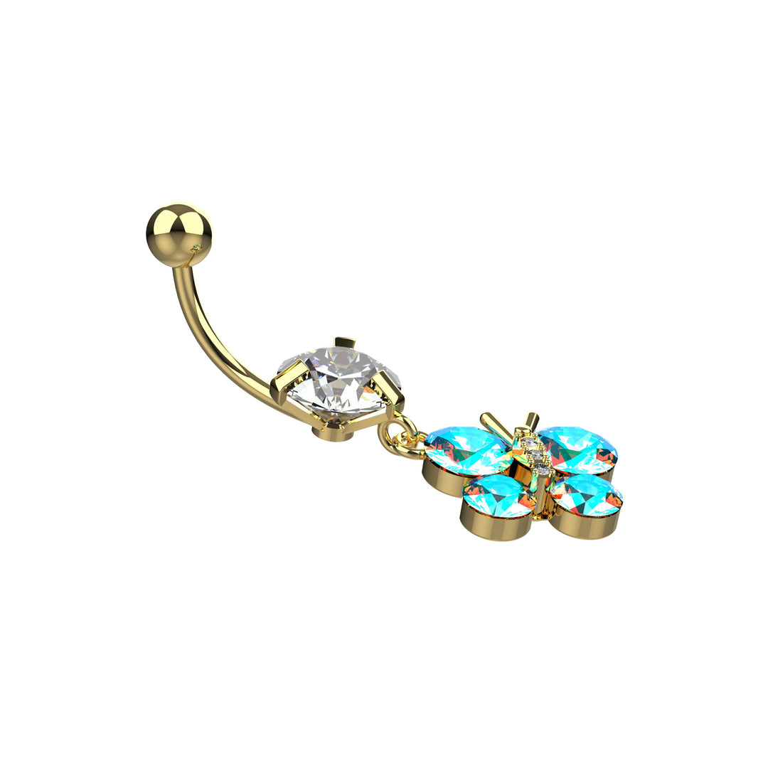 Dainty belly button jewelry – small navel ring with butterfly design