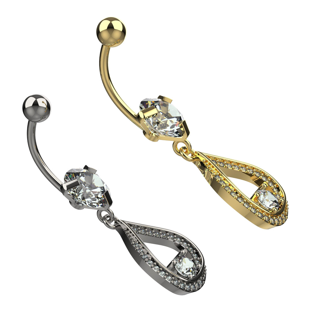 Dainty belly button ring in gold and silver