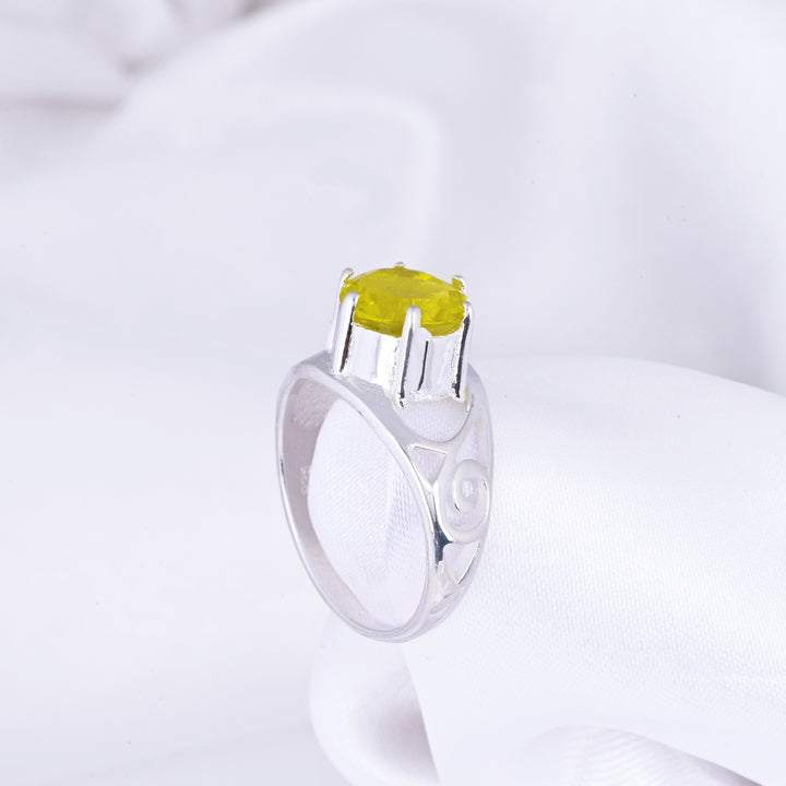 Sparkle Peridot Gems Signet Ring for Women