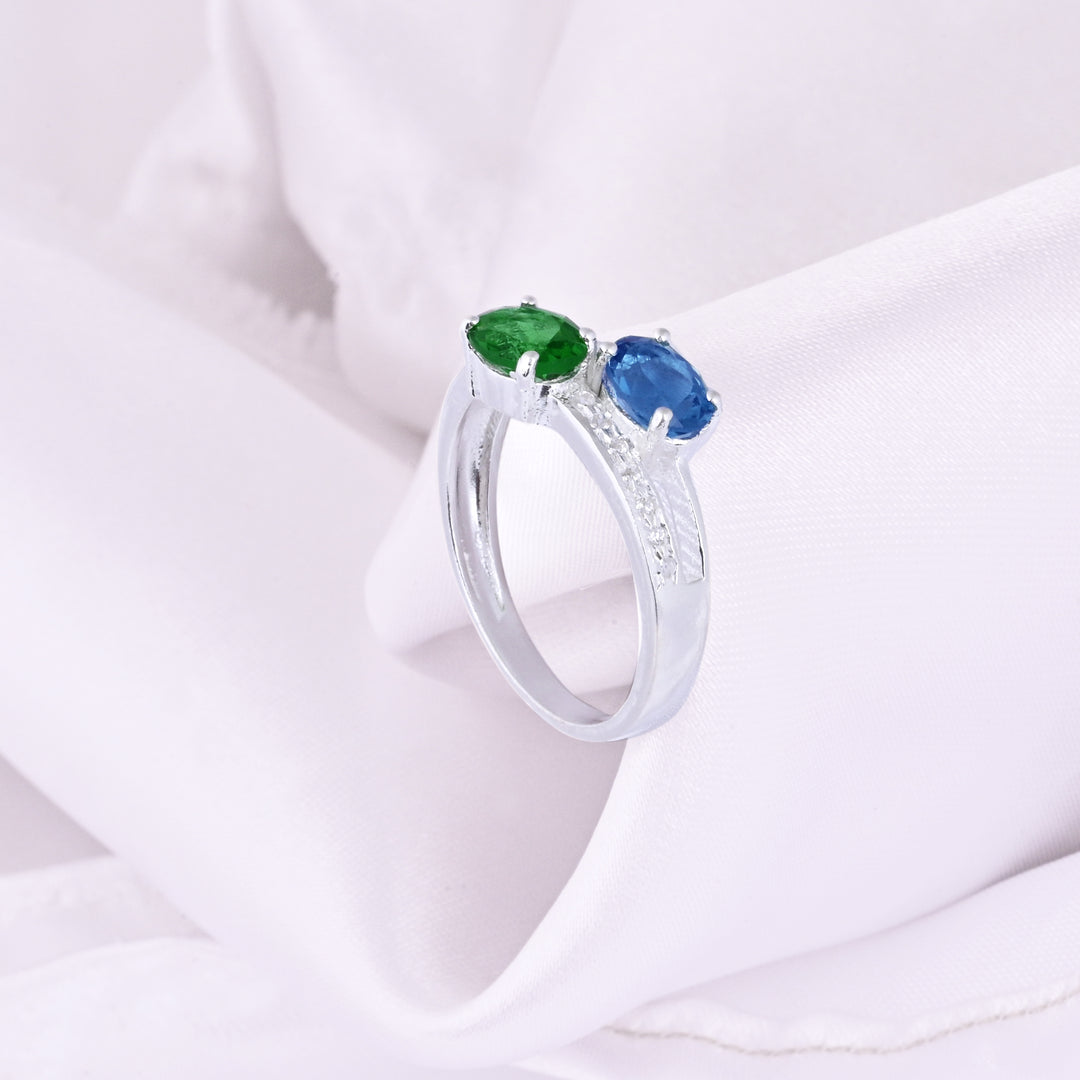 Blue Sapphire and Emerald Ring Sapphire Engagement Ring