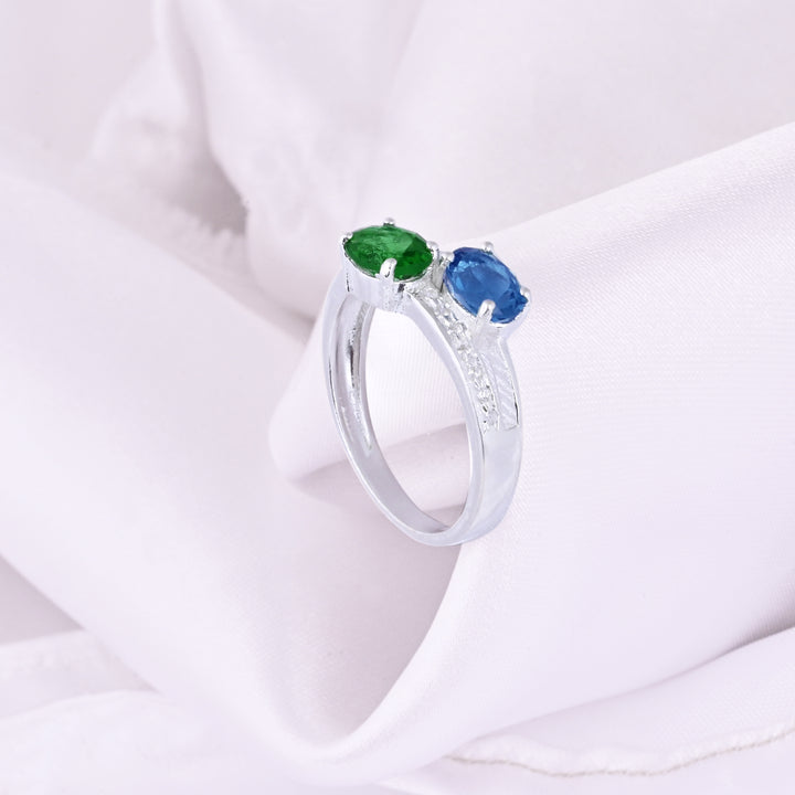 Blue Sapphire and Emerald Ring Sapphire Engagement Ring