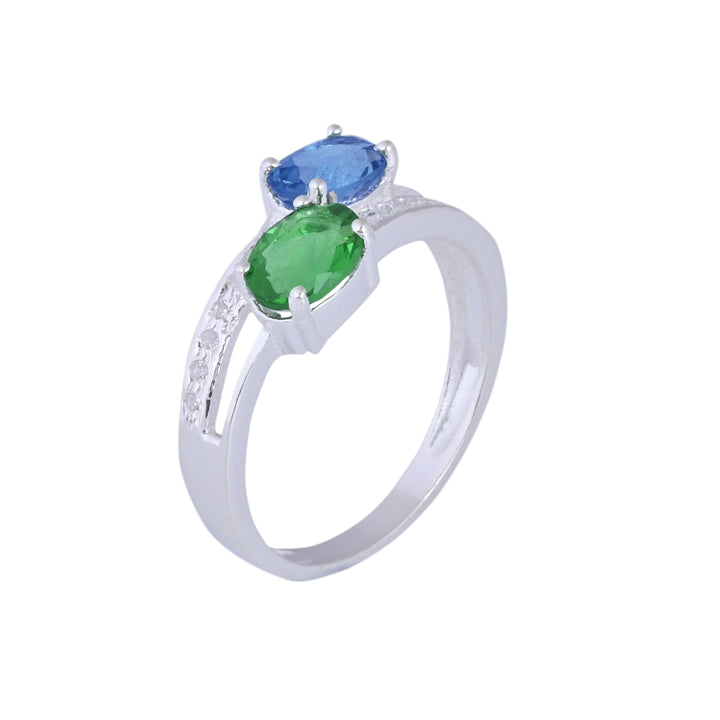 Blue Sapphire and Emerald Ring Sapphire Engagement Ring