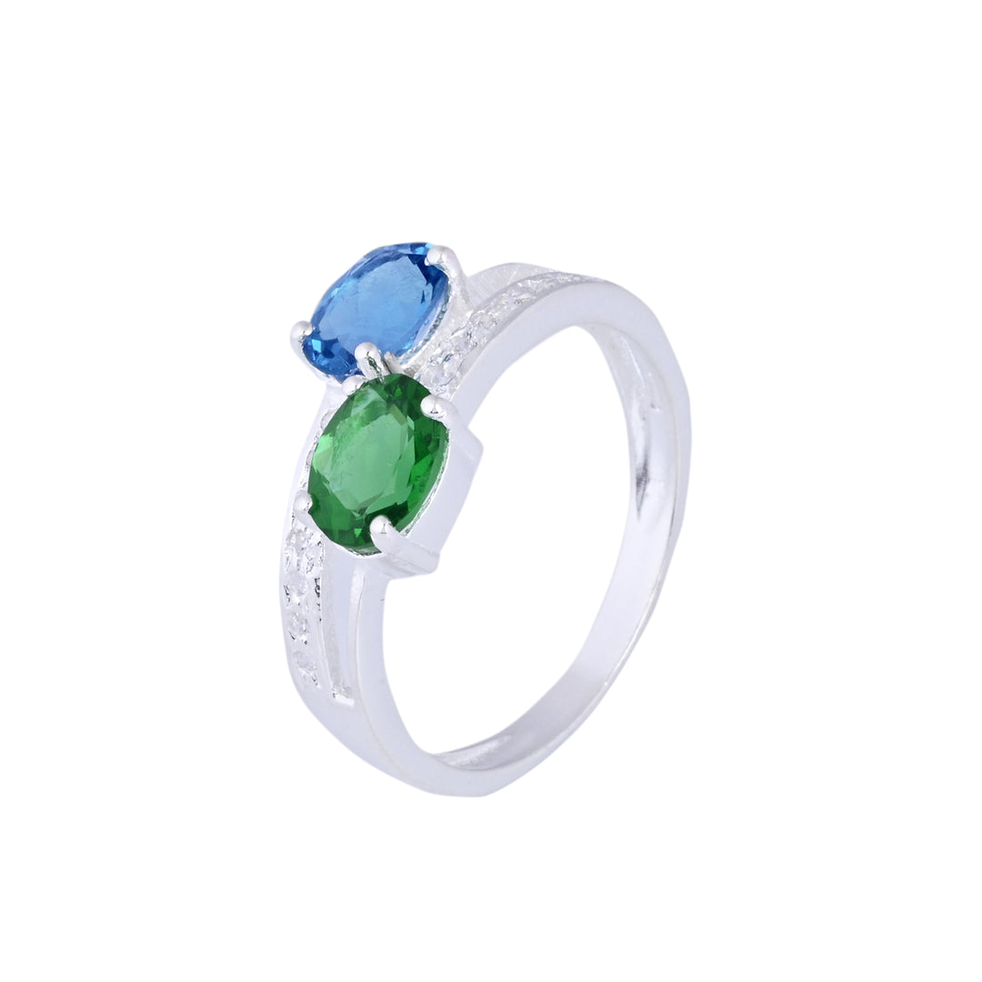 Blue Sapphire and Emerald Ring Sapphire Engagement Ring