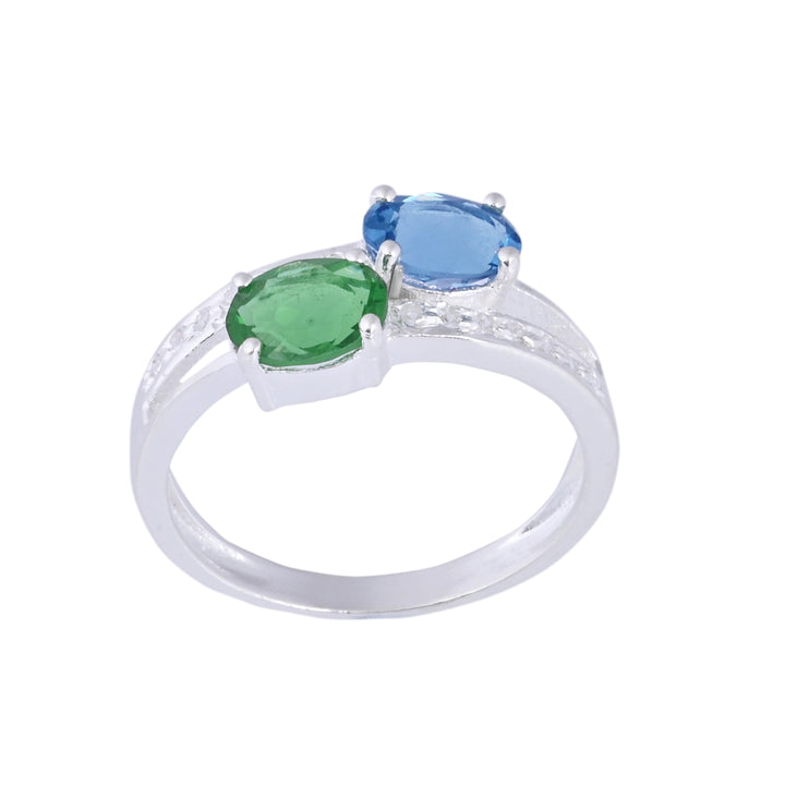 Blue Sapphire and Emerald Ring Sapphire Engagement Ring