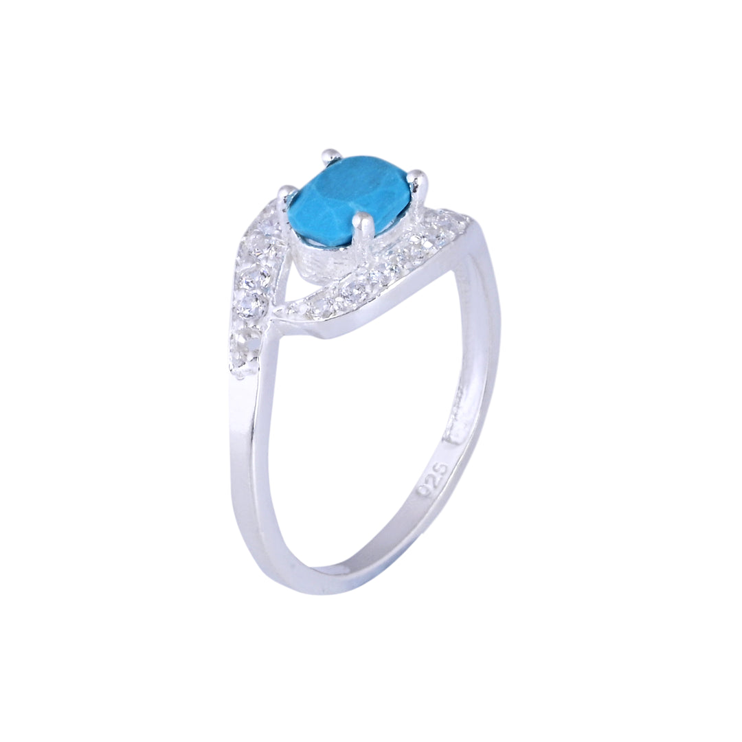 Blue Turquoise Engagement Ring Halo Diamond Ring