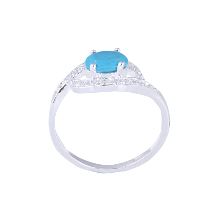Blue Turquoise Engagement Ring Halo Diamond Ring