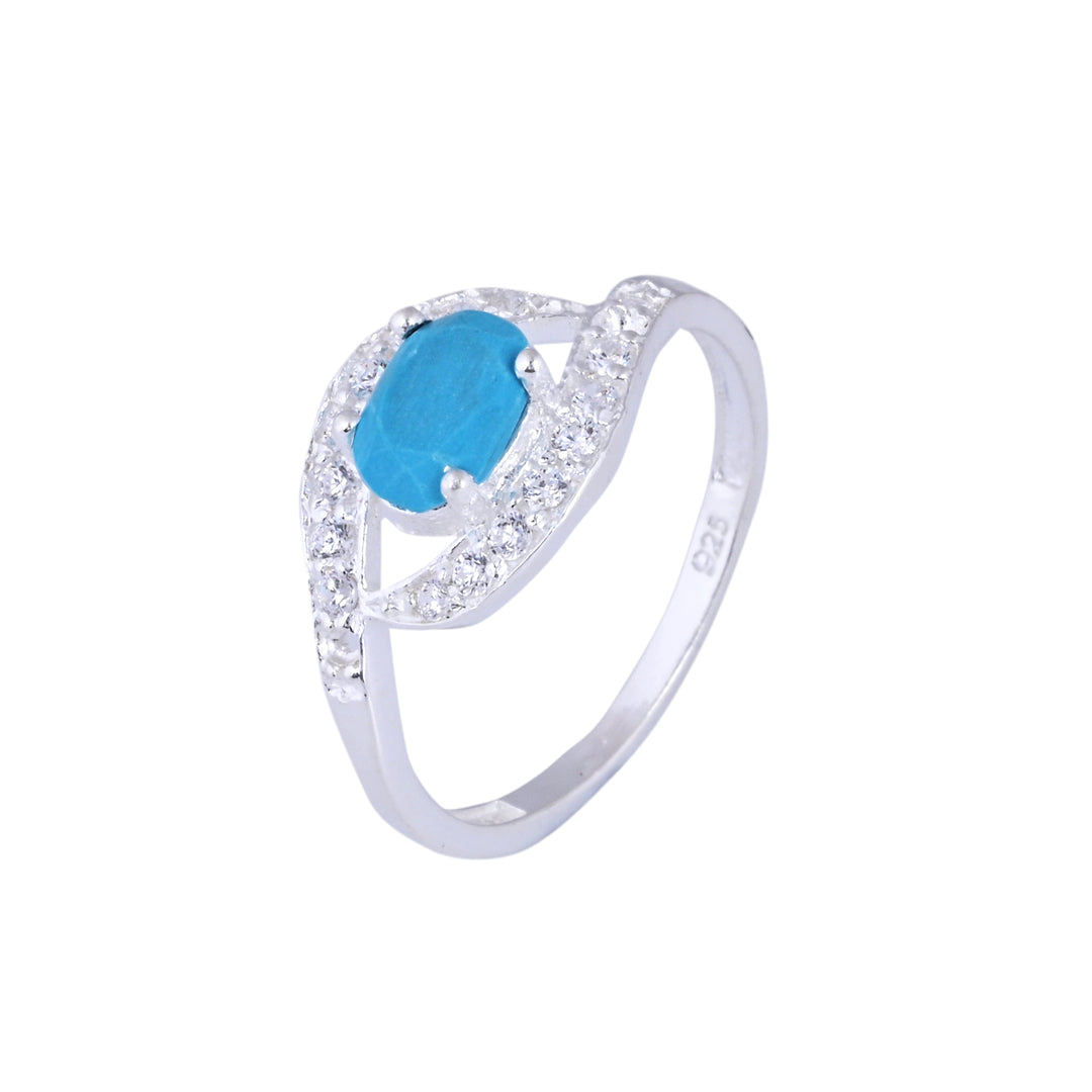 Blue Turquoise Engagement Ring Halo Diamond Ring