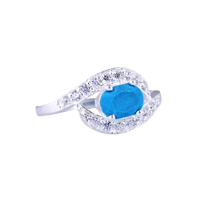 Blue Turquoise Engagement Ring Halo Diamond Ring