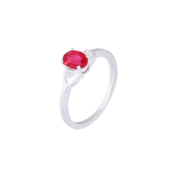 Natural Oval Ruby Gemstone Sterling Silver Cocktail Ring
