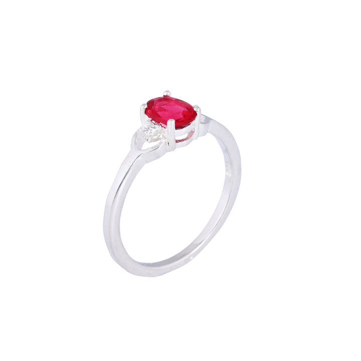 Natural Oval Ruby Gemstone Sterling Silver Cocktail Ring