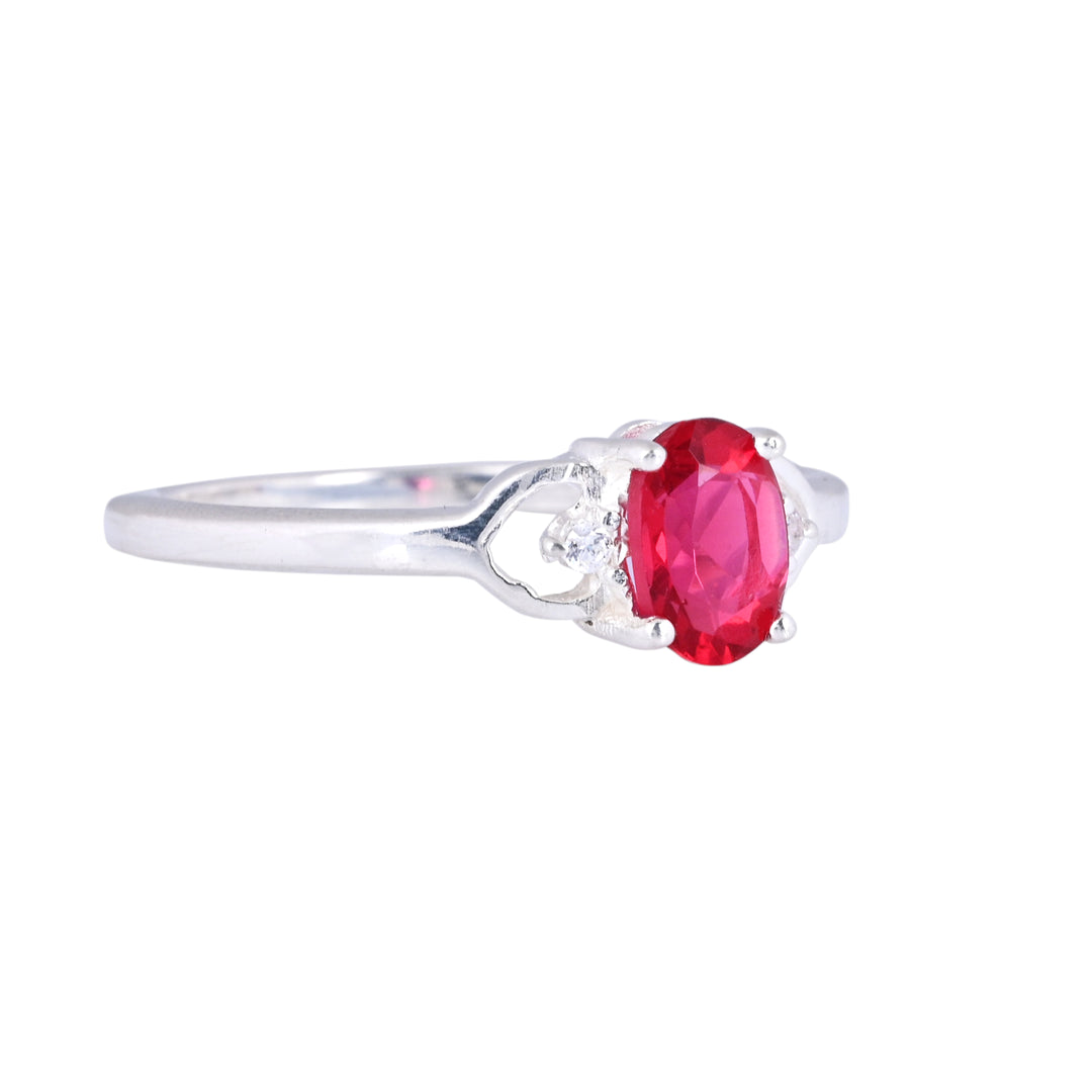 Natural Oval Ruby Gemstone Sterling Silver Cocktail Ring