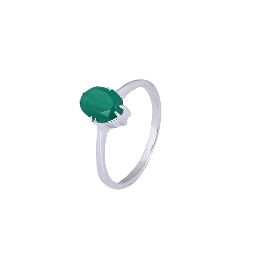 Dainty Oval Cut Emerald Stacking Ring