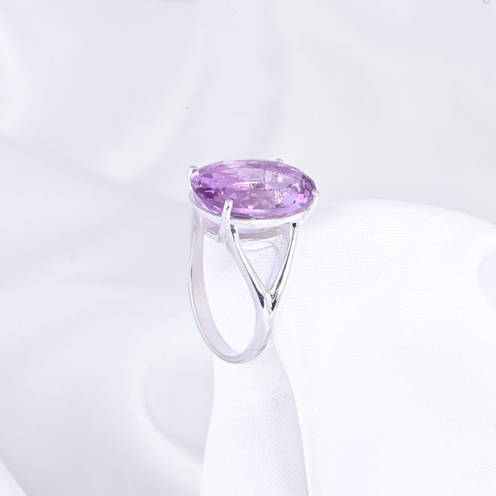 Purple Gems Dainty Solitaire Ring For Women