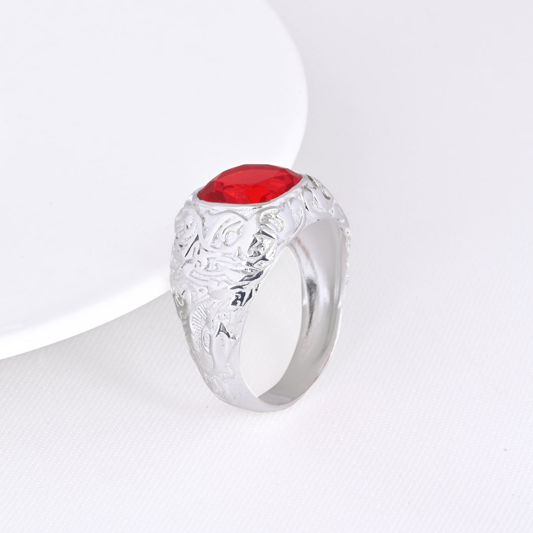 Princess Cut Ruby Gems Signet Men's Ring