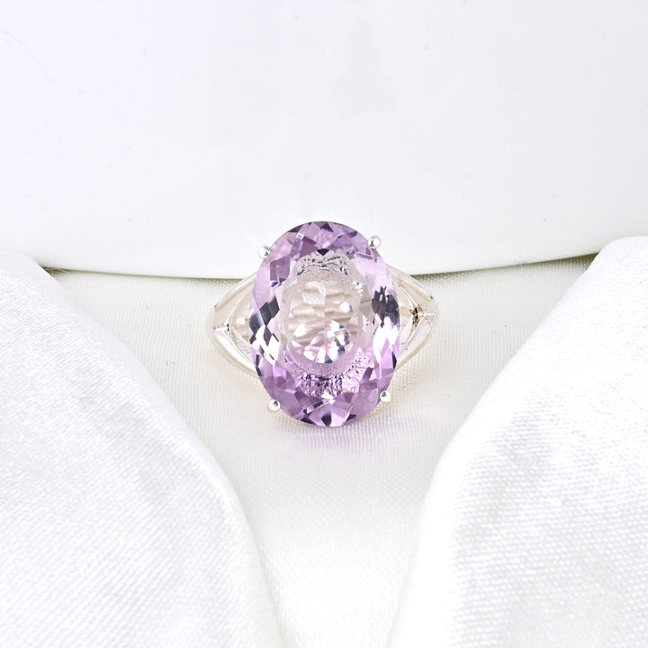 Purple Gems Dainty Solitaire Ring For Women