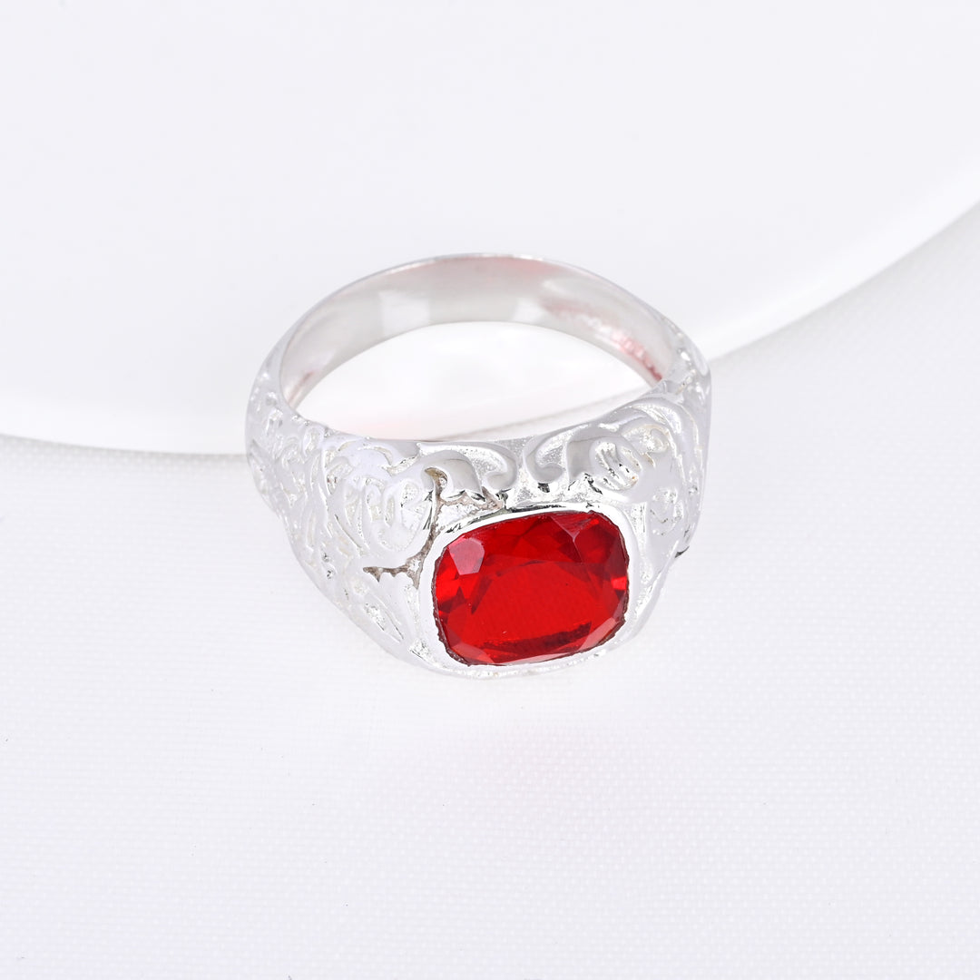 Princess Cut Ruby Gems Signet Men's Ring