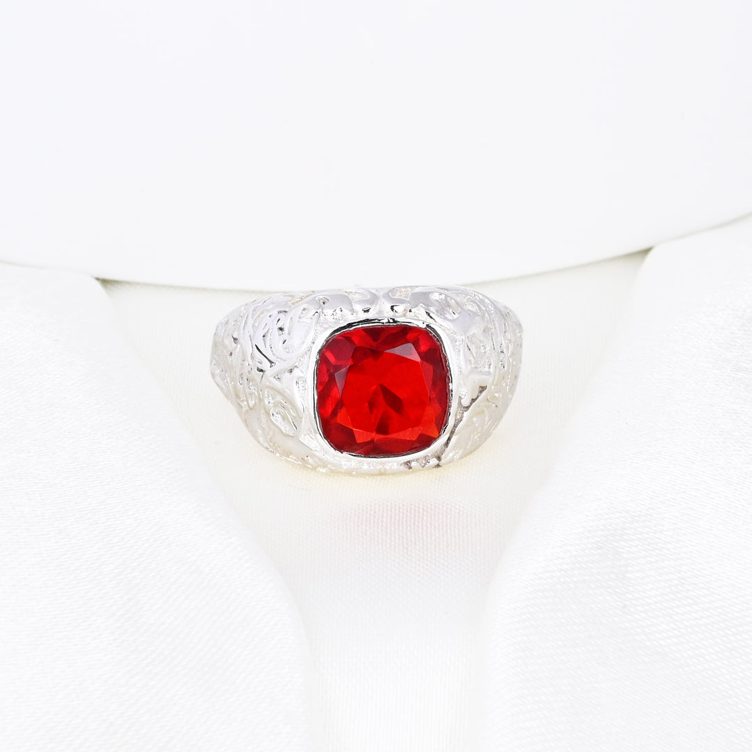 Princess Cut Ruby Gems Signet Men's Ring