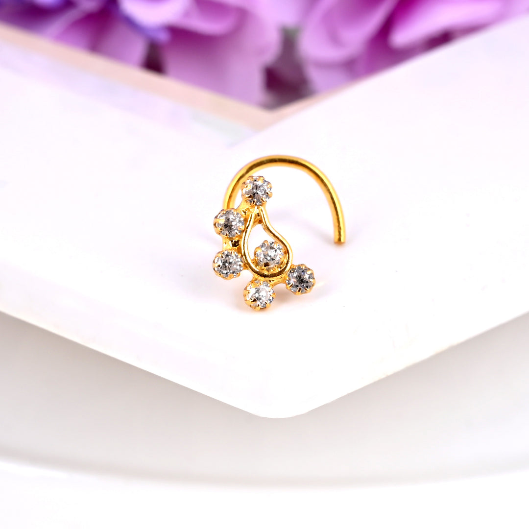 Paisley Nose Ring | Gold Corkscrew Nose Stud 20G