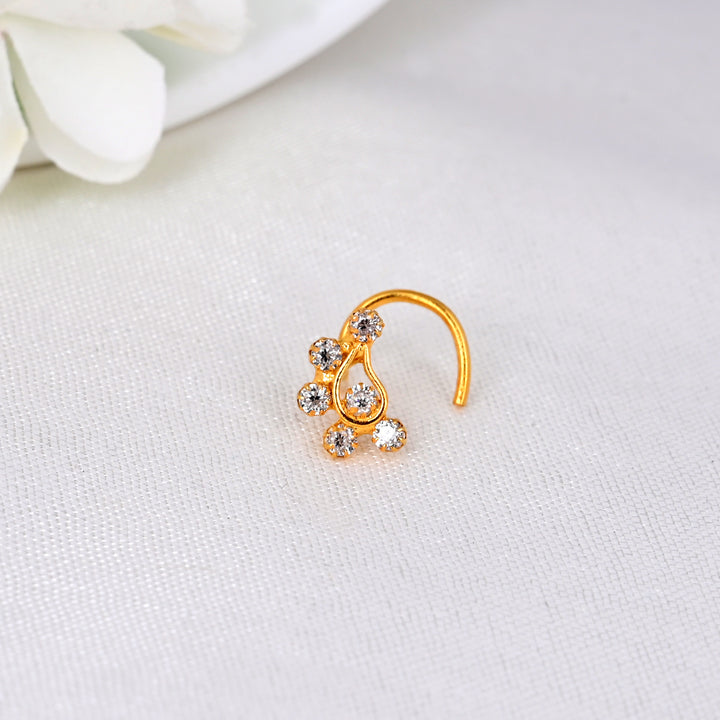 Paisley Nose Ring | Gold Corkscrew Nose Stud 20G