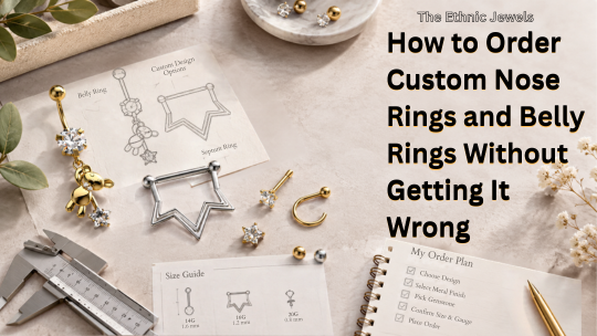 Custom nose rings and belly rings with sizing guide and jewelry customization tools