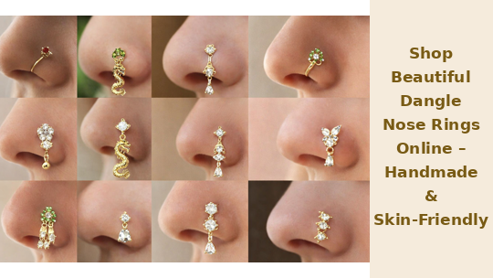 Shop Beautiful Dangle Nose Rings Online – Handmade & Skin-Friendly