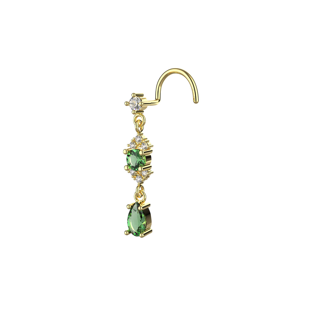 Emerald Dangle Nose Rings