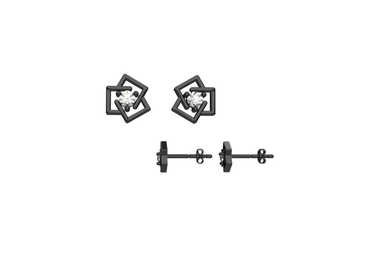 14k Gold Plated Tiny Diamond Flower Stud Earrings