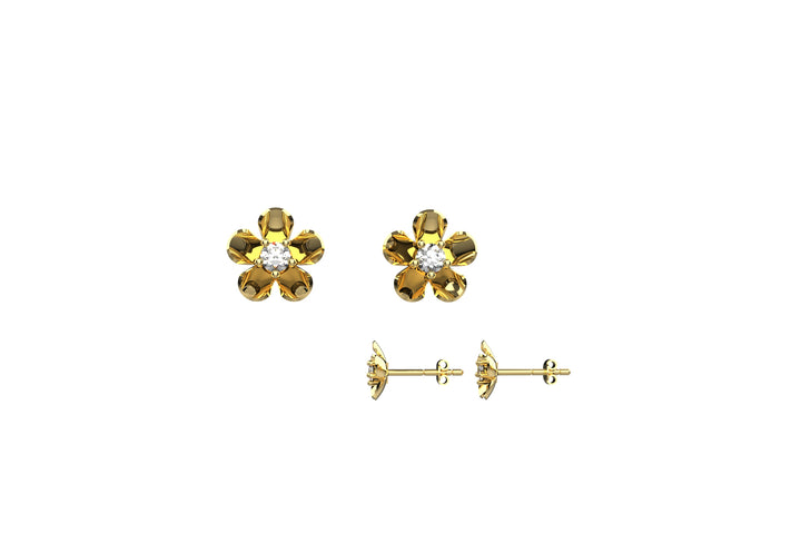 Tiny Diamond Stud Earrings Minimalist Floral Earrings