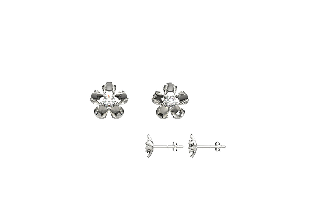 Tiny Diamond Stud Earrings Minimalist Floral Earrings