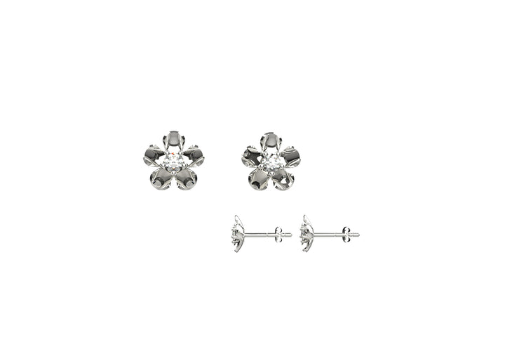 Tiny Diamond Stud Earrings Minimalist Floral Earrings
