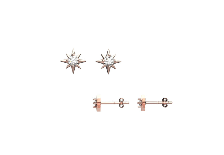14K Gold Plated CZ Starburst Stud Earrings