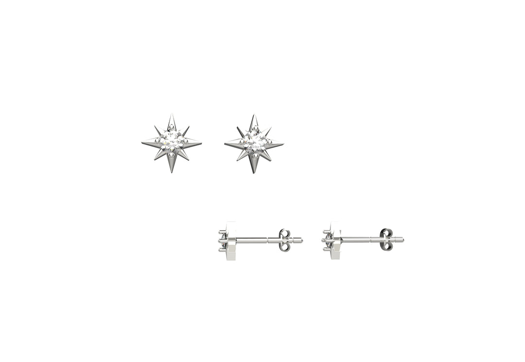 14K Gold Plated CZ Starburst Stud Earrings