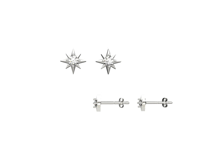14K Gold Plated CZ Starburst Stud Earrings