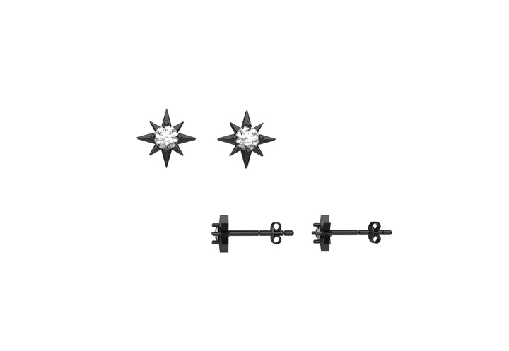 14K Gold Plated CZ Starburst Stud Earrings