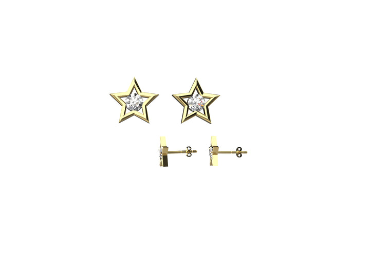 Sterling Silver & Clear CZ Star Stud Earrings