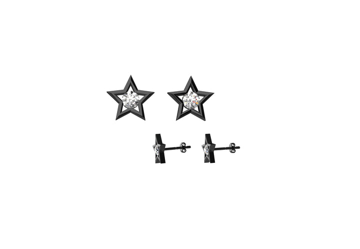 Sterling Silver & Clear CZ Star Stud Earrings