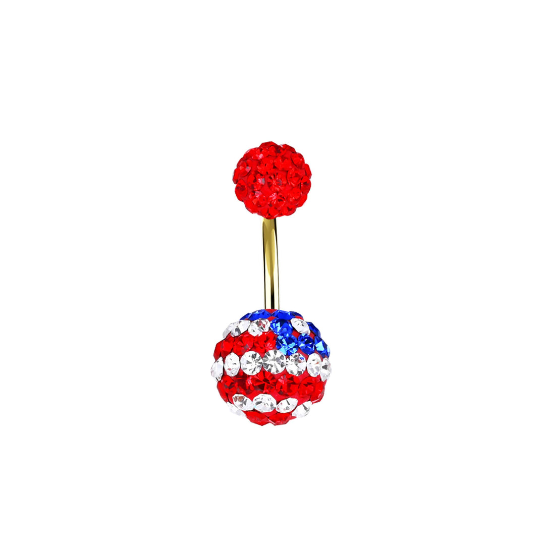 Amreican Flag Crystal Belly Ring