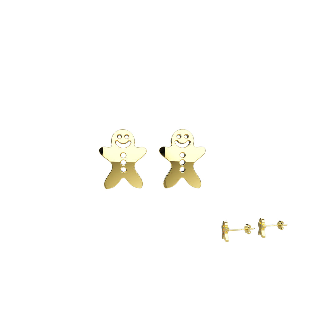 Gold Gingerbread Man Earrings