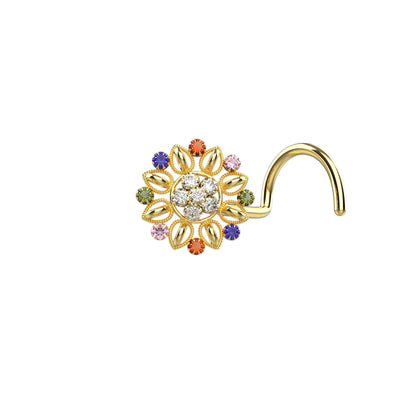 CZ Stone Indian Ethnic Style Gold Nose Piercing